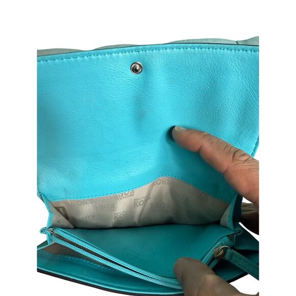 Michael Kors Brookville Leather Wallet Aqua Beauty*Large Organizer - Picture 10 of 12